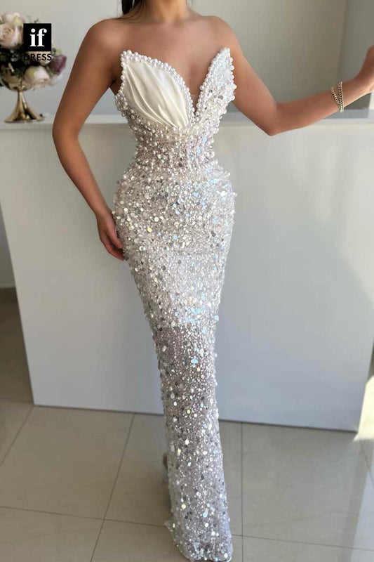 31946 - Luxurious Beaded V-Neck Sleeveless Sparkly Prom Evening Formal Dress