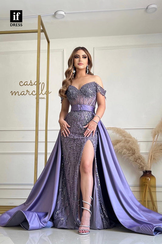 31987 - Charming Strapless A-Line Appliques Prom Evening Dress with Slit