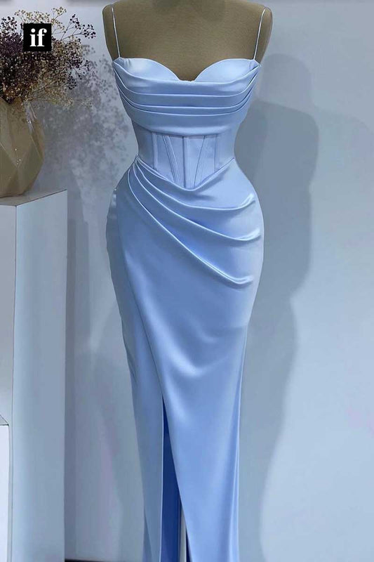 32900 - Chic Spaghetti Straps Pleats Sleeveless Prom Evening Party Dress