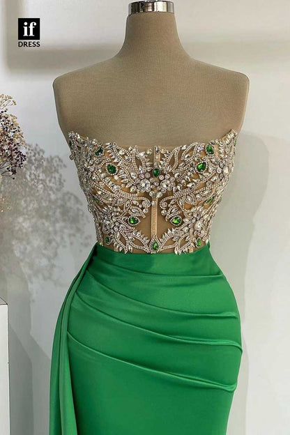 32902 - Stunning Strapless Beads Sheath Sleeveless Prom Evening Party Dress