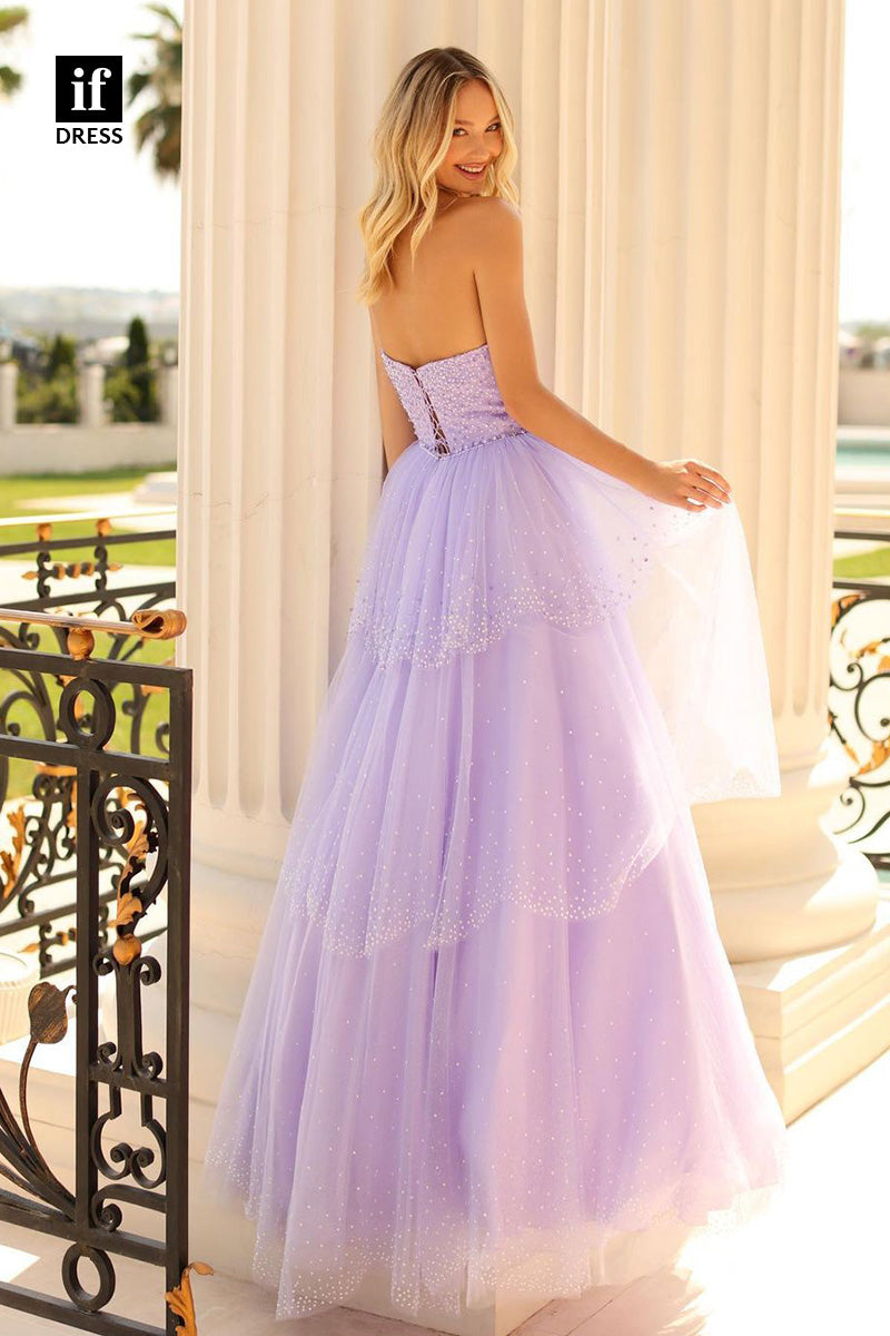 34389 - Romantic Off Shoulder A-Line Beads Prom Evening Formal Dress