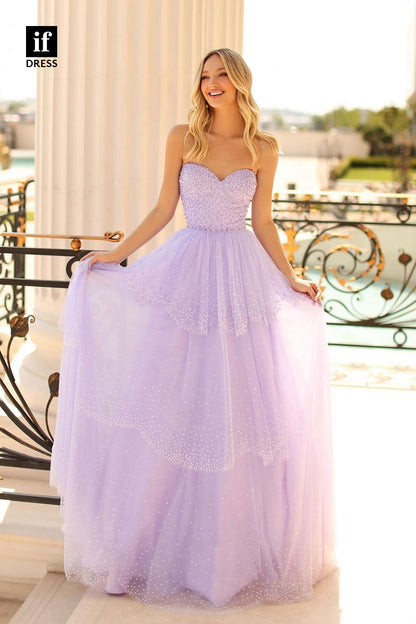 34389 - Romantic Off Shoulder A-Line Beads Prom Evening Formal Dress