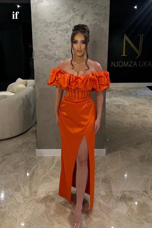 34835 - Unique Strapless Ruched Pleats  Prom Evening Formal Dress with Slit
