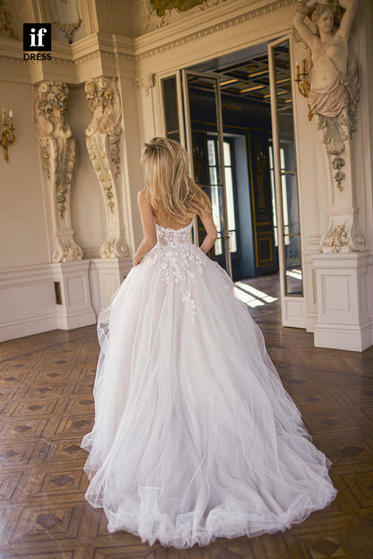 71065 - Charming Off Shoulder V-Neck Lace Appliques Boho Wedding Dress