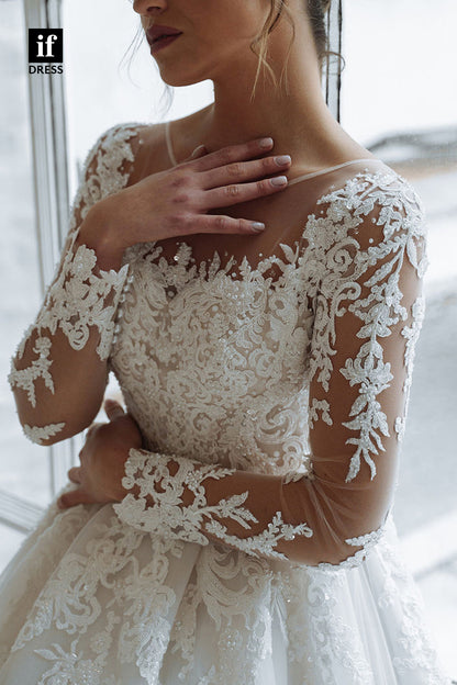 71081 - Exquisite Long Sleeves A-Line Appliques Bohemian Wedding Dress