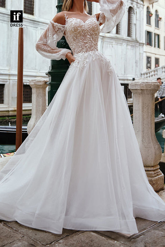 71087 - Classic  A-Line Sweethart Appliques Beach Wedding Dress