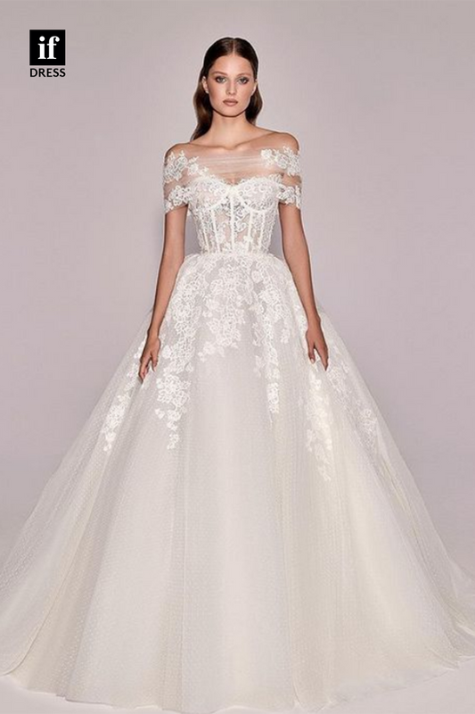 71148 - Elegant Strapless A-Line Lace Appliques Beach Wedding Dress