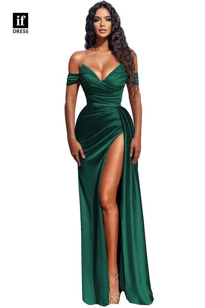31817 - Sexy V-Neck Beads Side Slit Long Prom Dress Evening Formal  Dress