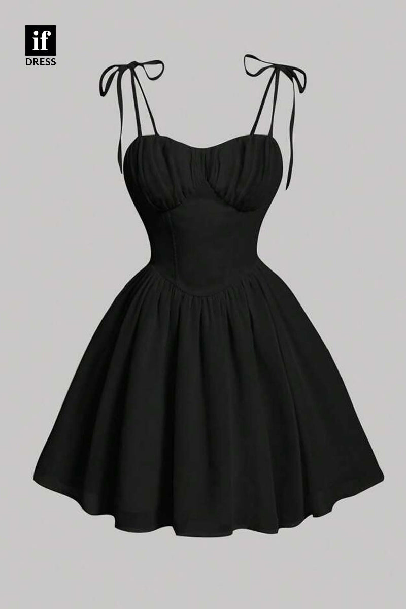 F1583 - Sweet Spaghetti Straps A-Line Short Ruched Cocktail Homecoming Party Dress