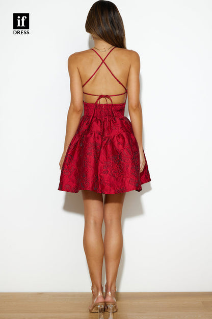 F1683 - Adorable Spaghetti Straps V-Neck A-Line Cocktail Homecoming Party Dress