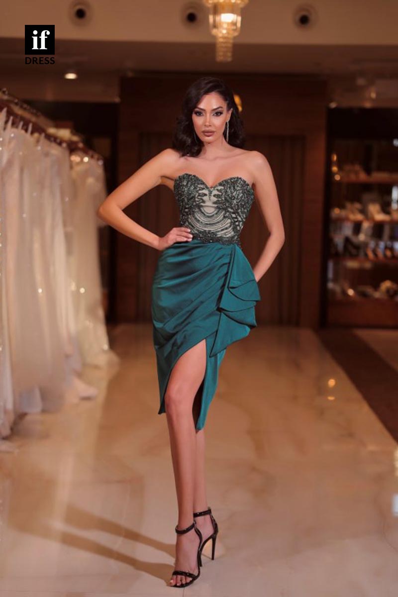 F1866 - Stunning Off-Shoulder Sweetheart Beads Tight Cocktail Homecoming Party Dress