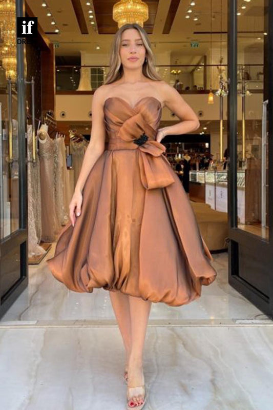 F1878 - Sweet Off-Shoulder A-Line Bow-Knots Knee-Length Prom Cocktail Homecoming Party Dress