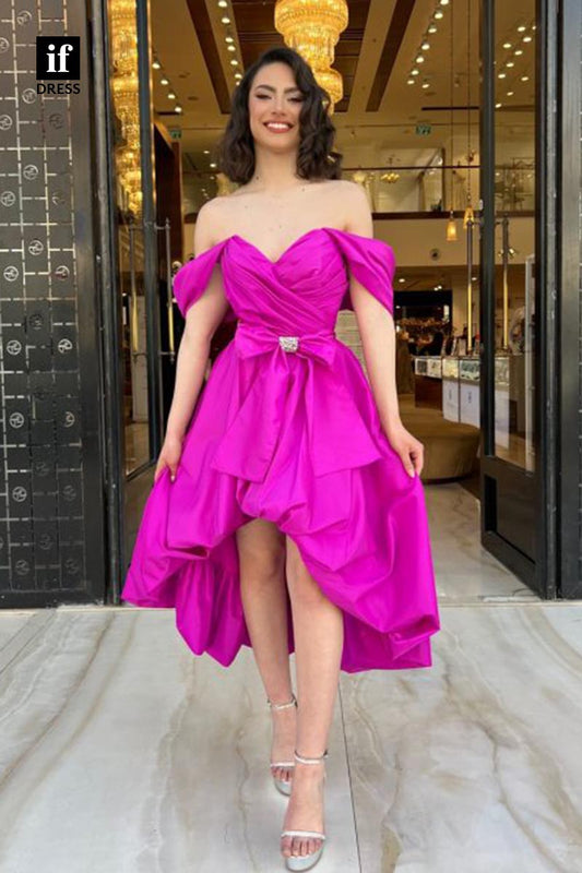 F1879 - Charming Strapless Ruched A-Line Knee-Length Prom Cocktail Homecoming Party Dress