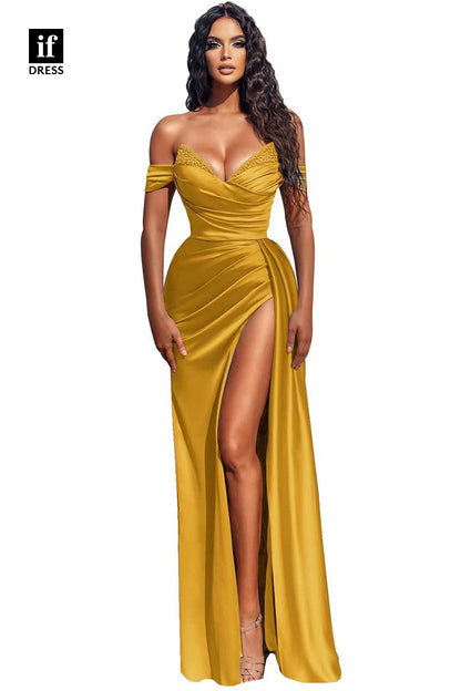 31817 - Sexy V-Neck Beads Side Slit Long Prom Dress Evening Formal  Dress