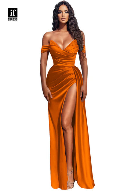 31817 - Sexy V-Neck Beads Side Slit Long Prom Dress Evening Formal  Dress