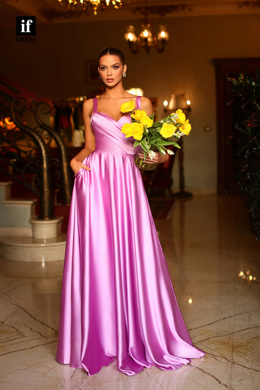 34738 - Modern A-Line V-Neck Ruched Sleeveless Prom Evening Formal Dress