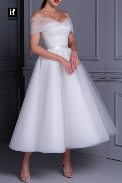 71100 - Simple Strapless A-Line Tulle Belt Ruched Beach Wedding Dress