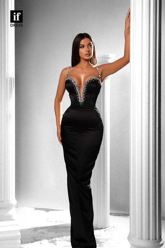 34410 - Luxurious Spaghetti Straps V-Neck Beads Prom Evening Formal Dress