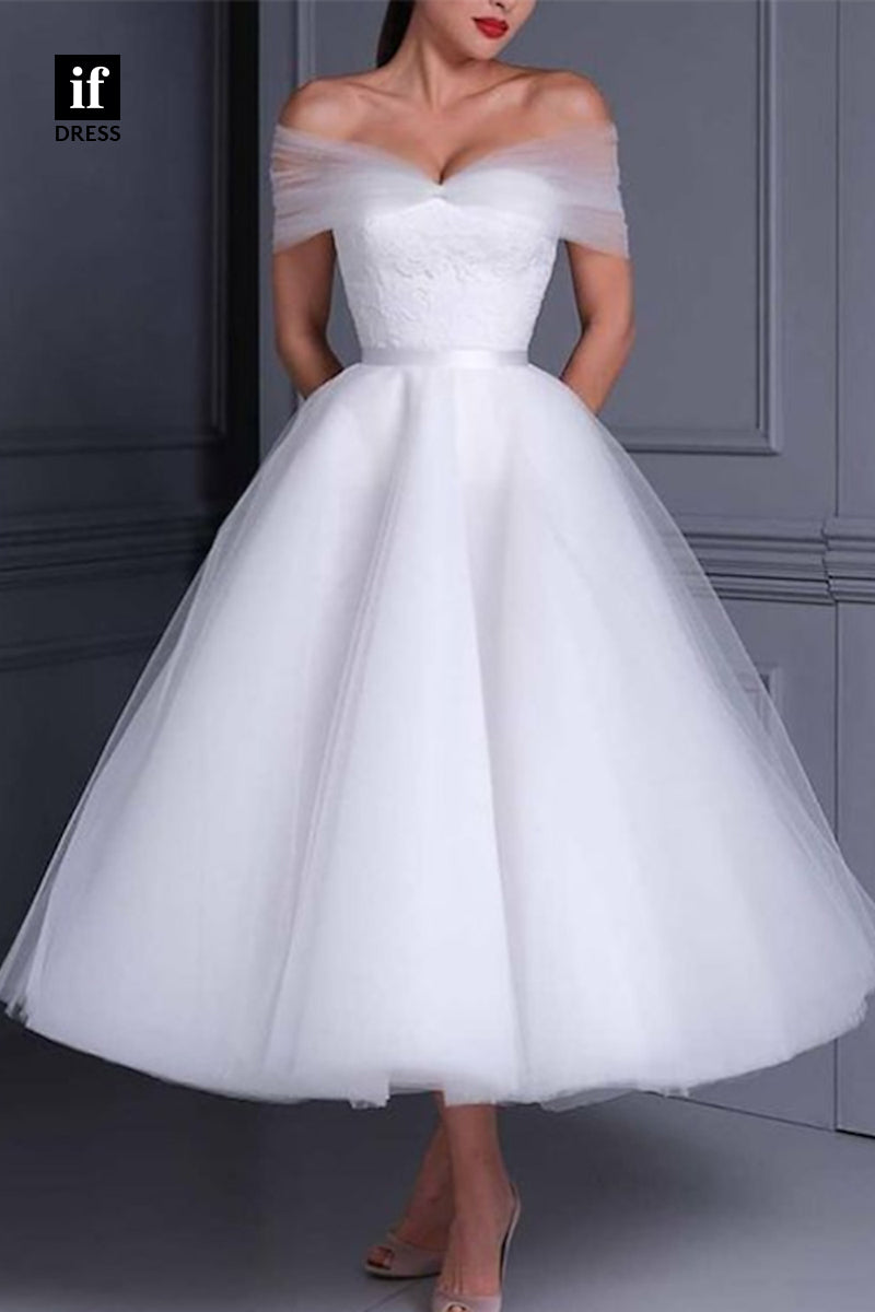 71100 - Simple Strapless A-Line Tulle Belt Ruched Beach Wedding Dress