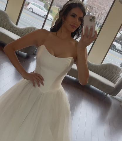 31700 - A Line Strapless Ivory Simple Rustic Wedding Dress