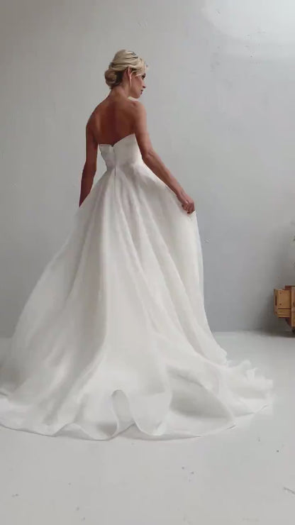 30542 - A-line Sweetheart Pleats Rustic Wedding Dress Bridal Gown