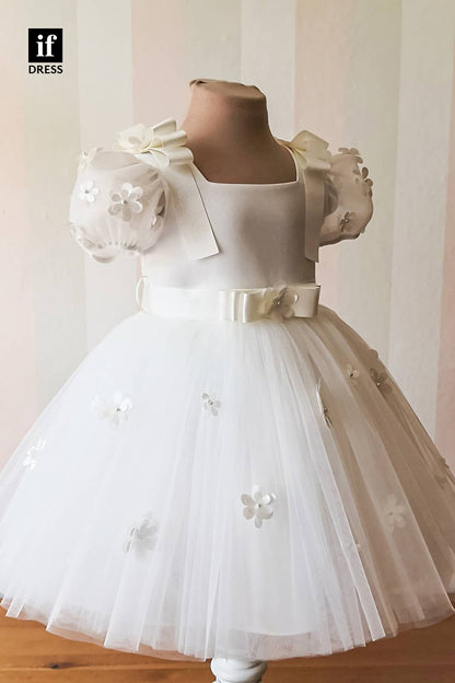 30300 - Cute A-line Appliques Short Sleeves Flower Girls Dresses Pink First Communion Dresses