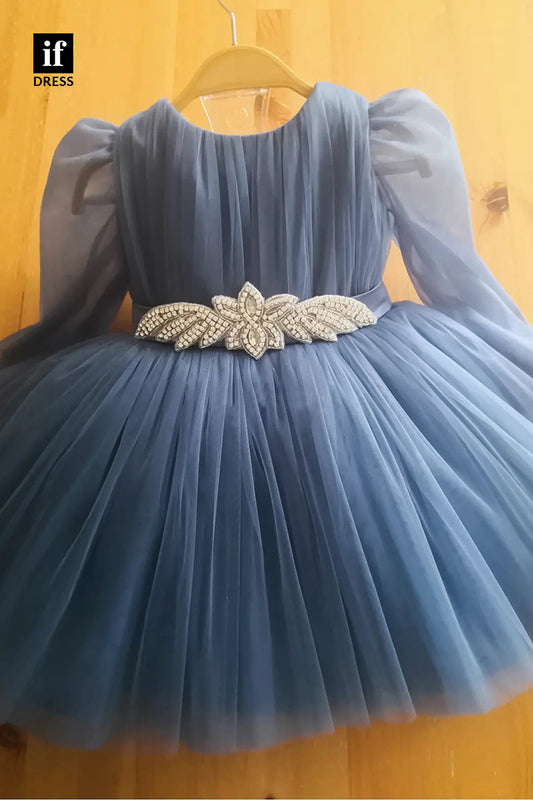 30319 - A-line Bateau Long Sleeves Flower Girls Dress Cute First Communion Dress