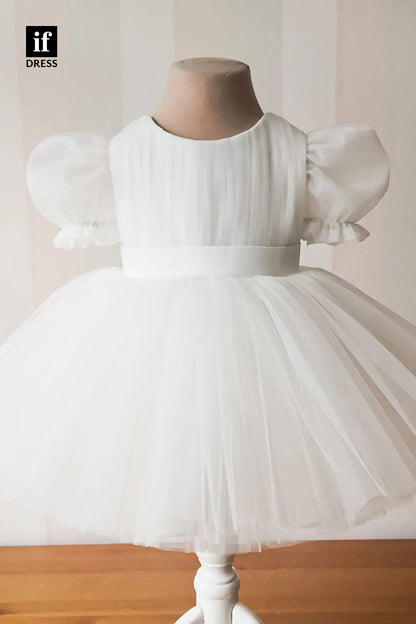 30322 - A-line Short Sleeves Simple Flower Girls Dress Cute First Communion Dress