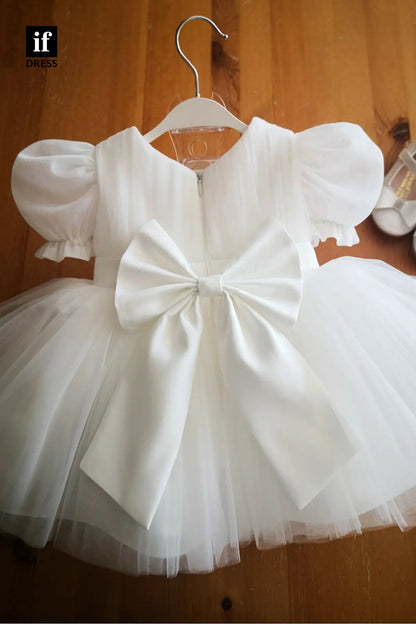 30322 - A-line Short Sleeves Simple Flower Girls Dress Cute First Communion Dress