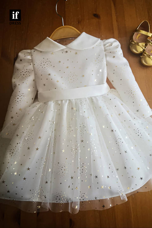 30326 - A-line Long Sleeves Cute Flower Girls Dress First Communion Dress