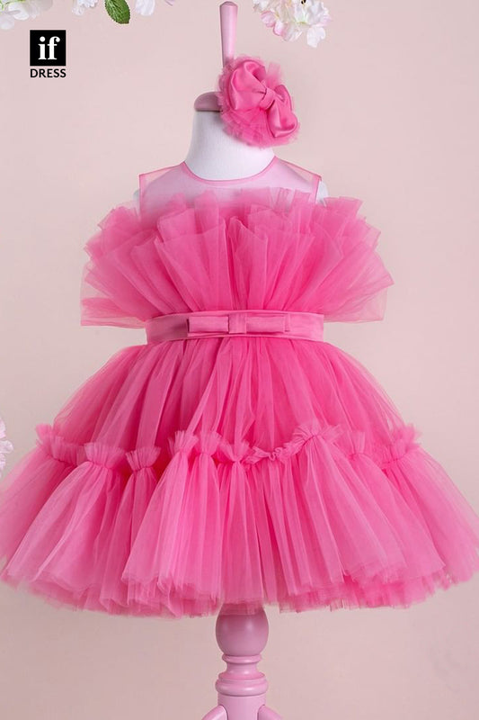30329 - A-line Ruffles Cute Flower Girls Dress Simple First Communion Dress