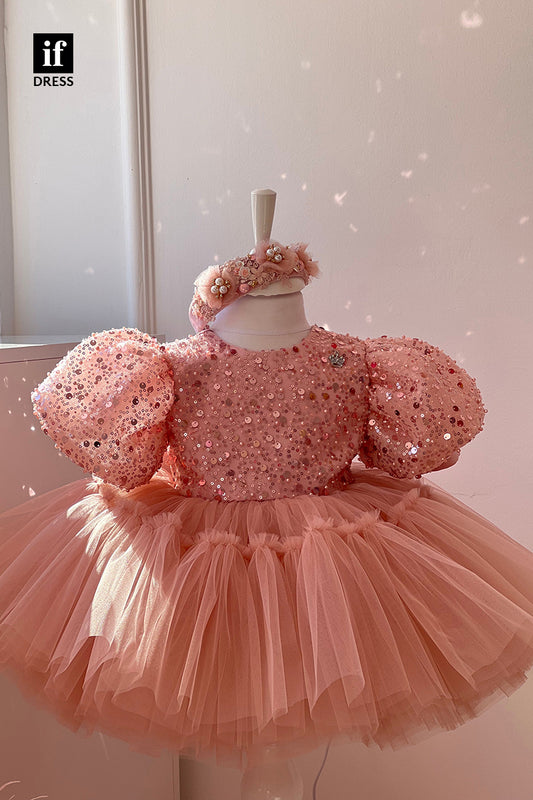 30349 - Lovely A-Line Scoop Sequins Tulle Flower Girl Dresses