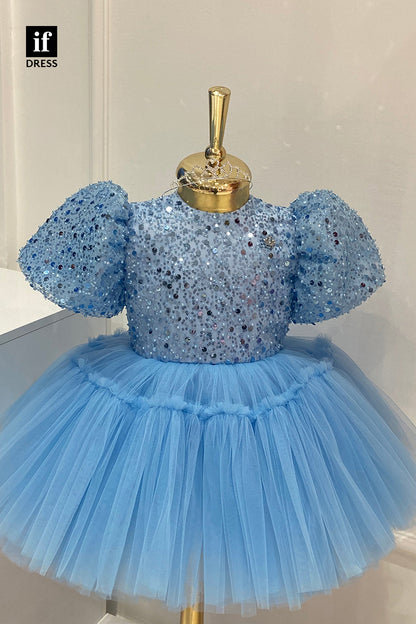 30349 - Lovely A-Line Scoop Sequins Tulle Flower Girl Dresses