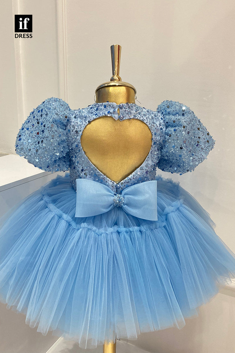 30349 - Lovely A-Line Scoop Sequins Tulle Flower Girl Dresses