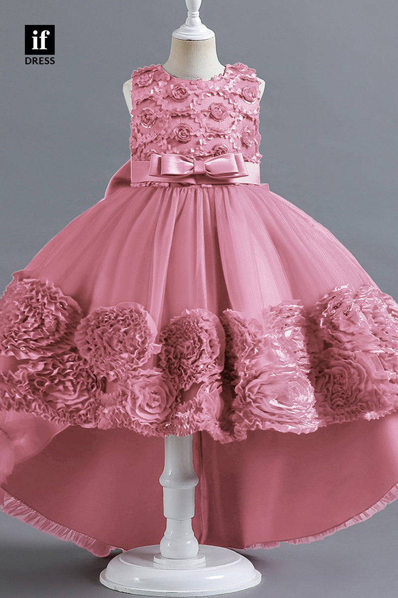 30367 -  3D Flower Cute Toddle Dress High Low Flower Girl Dress
