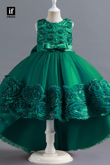 30367 -  3D Flower Cute Toddle Dress High Low Flower Girl Dress