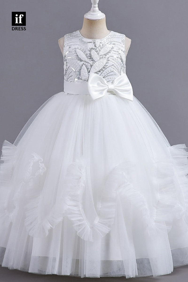 30369 - Ball Gown Cute Toddle Dress Embroidery Brow Flower Girl Dress