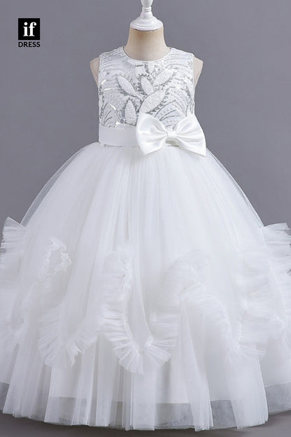 30369 - Ball Gown Cute Toddle Dress Embroidery Brow Flower Girl Dress