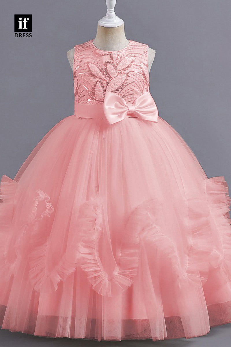 30369 - Ball Gown Cute Toddle Dress Embroidery Brow Flower Girl Dress