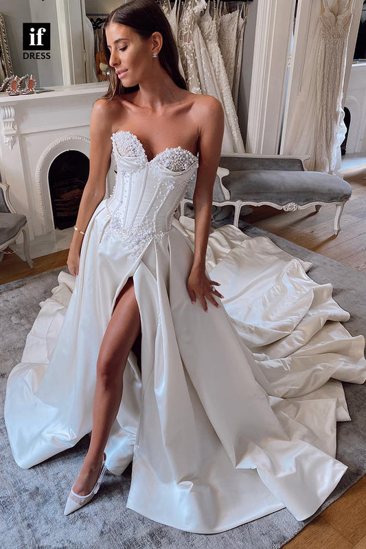 31502 - Romantic Off-Shoulder Sweetheart Beaded Wedding Dress