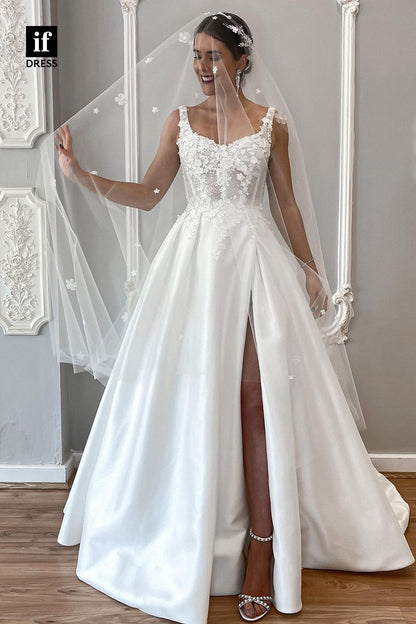 31509 - Romantic  A-Line Sweetheart Appliques  Beach Wedding Dress