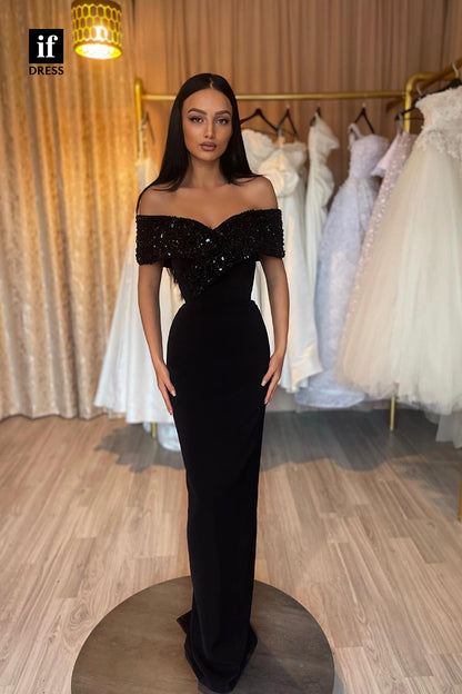 33908 - Classic Off-Shoulder Sweetheart Beaded Sexy Formal Dress