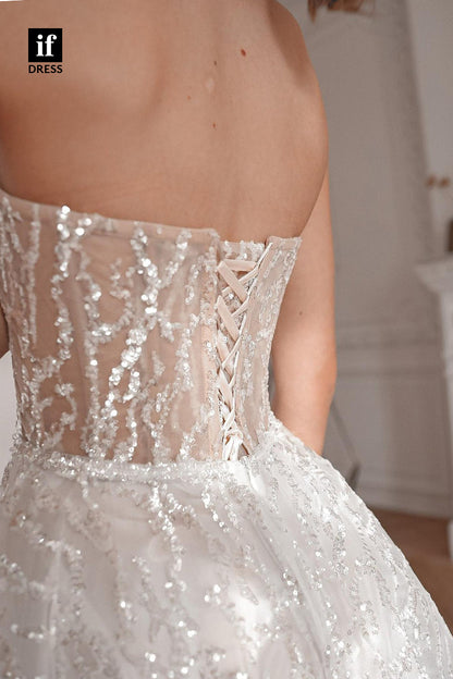 31584 - Romantic Sweetheart Off-Shoulder Sequins Sparkly Wedding Dress