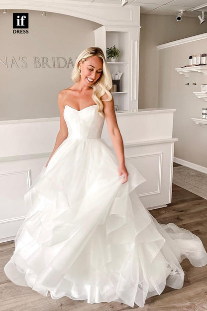 31652 - Trendy A-Line Off-Shoulder Sweetheart Tulle Wedding Dress