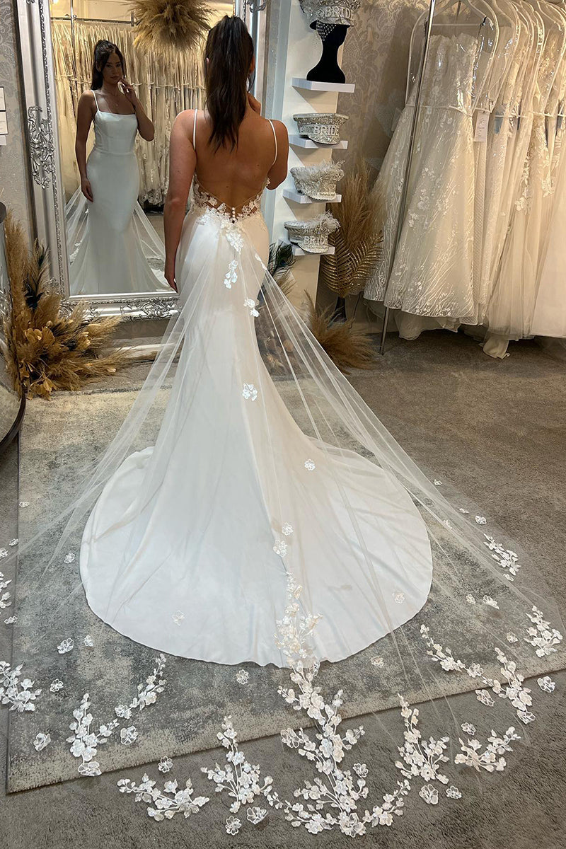 31694 - Spaghetti Straps Lace Beach Mermaid Wedding Dress