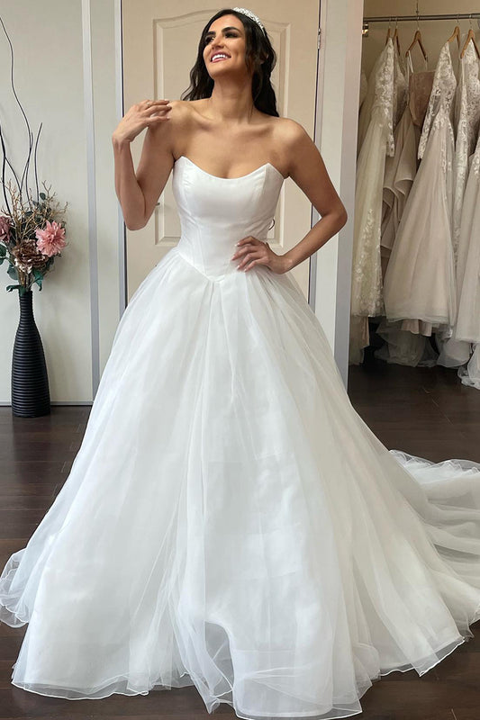 31700 - A Line Strapless Ivory Simple Rustic Wedding Dress