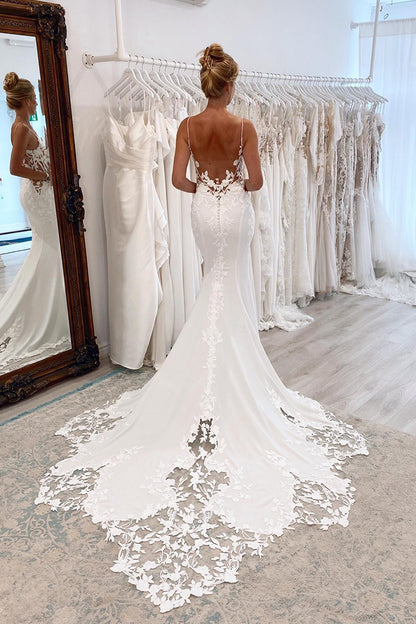 31707 - Attractive V-Neck Lace Appliques Bohemian Wedding Dress