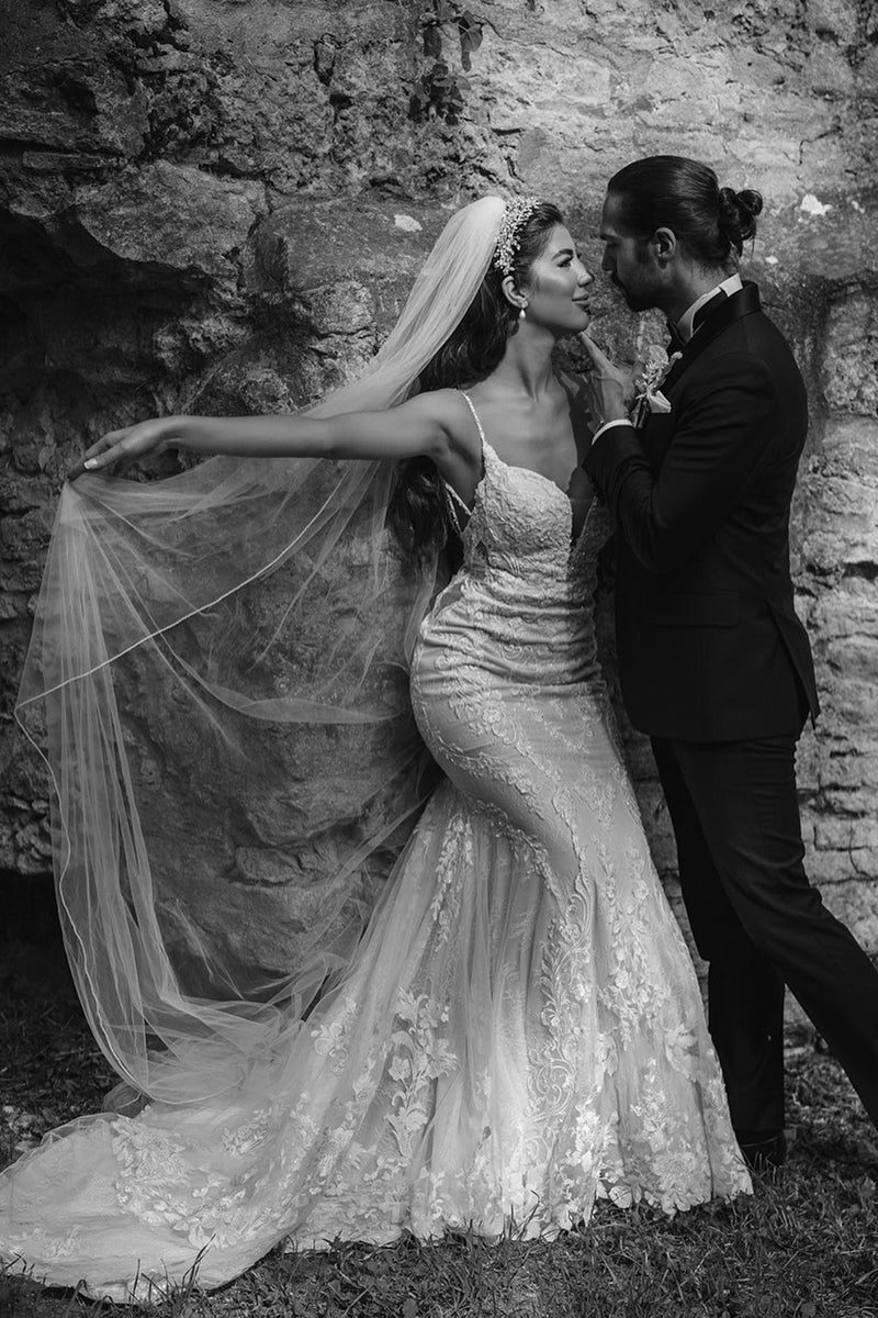 31716 - Spaghetti Straps Romantic Lace Mermaid Wedding Dress