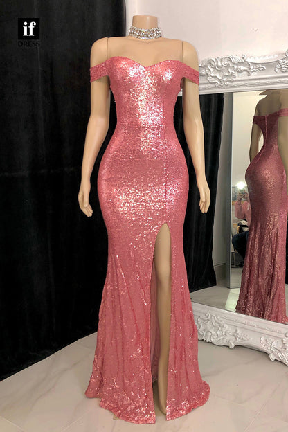 32838 - Off the Shoulder Sequins Sparkly Prom Dress