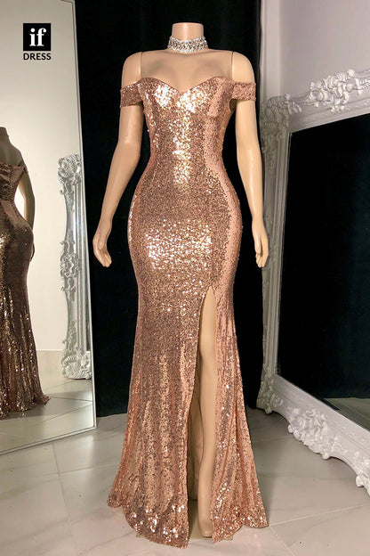 32838 - Off the Shoulder Sequins Sparkly Prom Dress